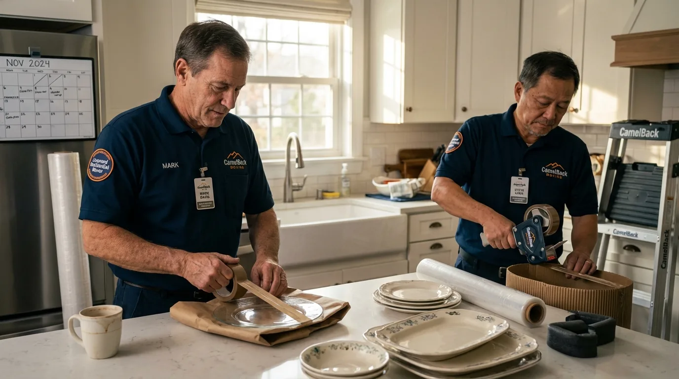 Professional crew packing kitchen dishware in Mount Pleasant, TN